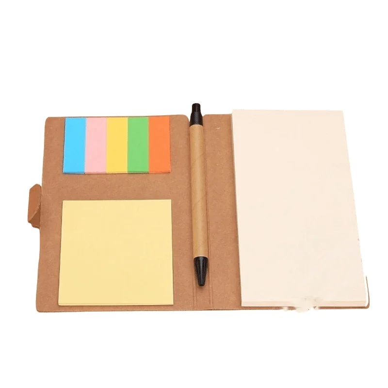 recyclable Kraft paper notepad with sticky notes and custom logo printing