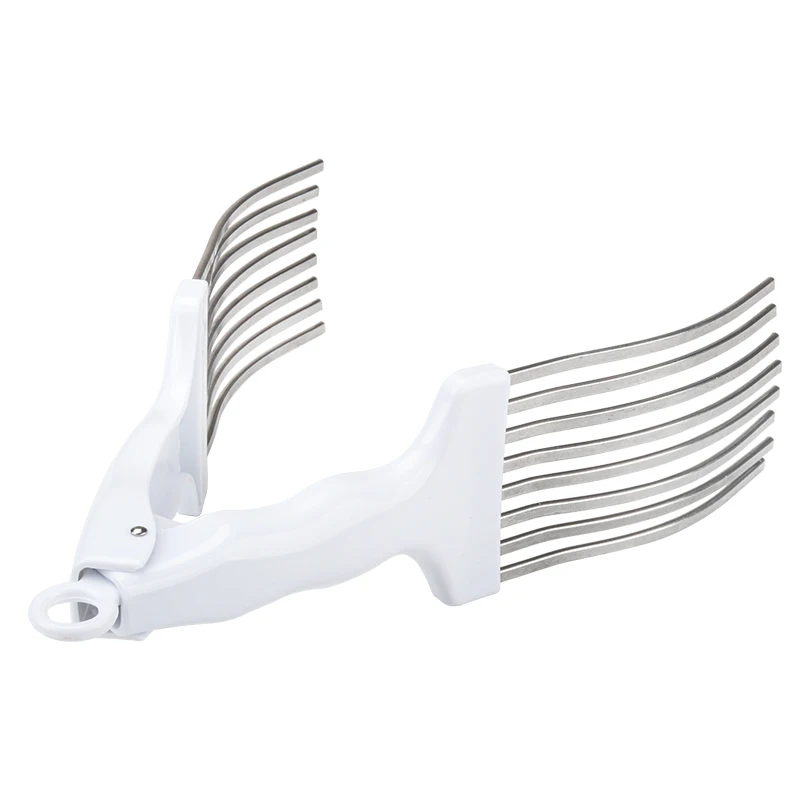 Plastic Handle Household Kitchen Luncheon Slicer Stainless Steel Roast Bread Fruit Vegetables Cutter Ham Onion Tomato Holder