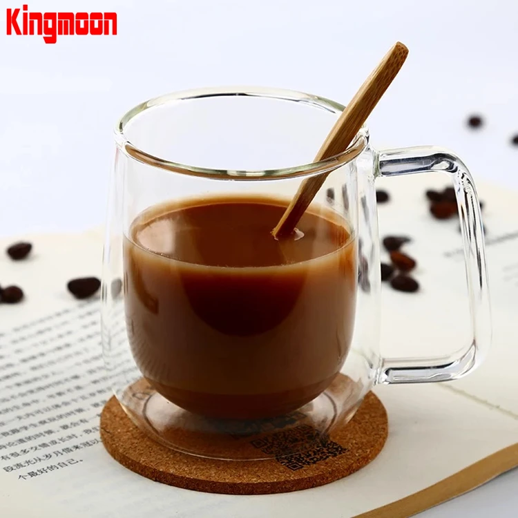 Многоразовая стеклянная кофейная кружка ручной работы с двойными стенками