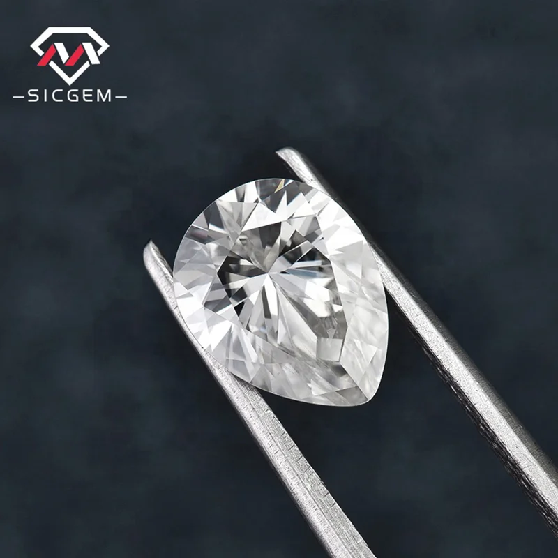 SICGEM Loose Gemstone 10x7mm 2-3 CT 4 CT Synthetic Pear Cut Waterdrop Shaped Moissanite Diamond