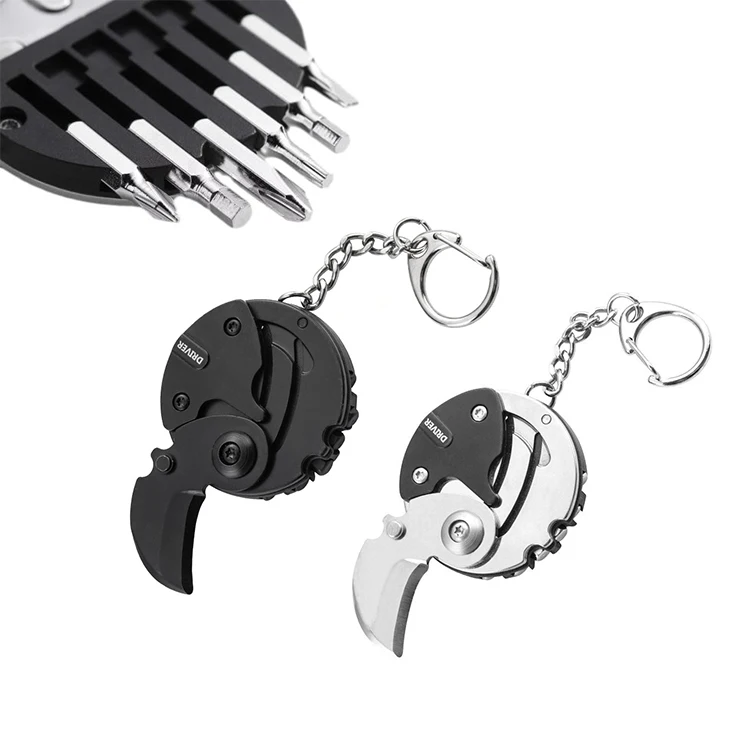 Camping Gadget Item EDC Mini Multi Function Tools Pocket Screwdriver Knife Survival Tool Metal Key Chains Gadgets For Man