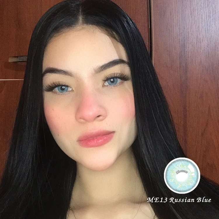 Cheap price wholesale Meetone Russian Brown Gray Blue fresh cosmetic eye 3 tone color contact lenses