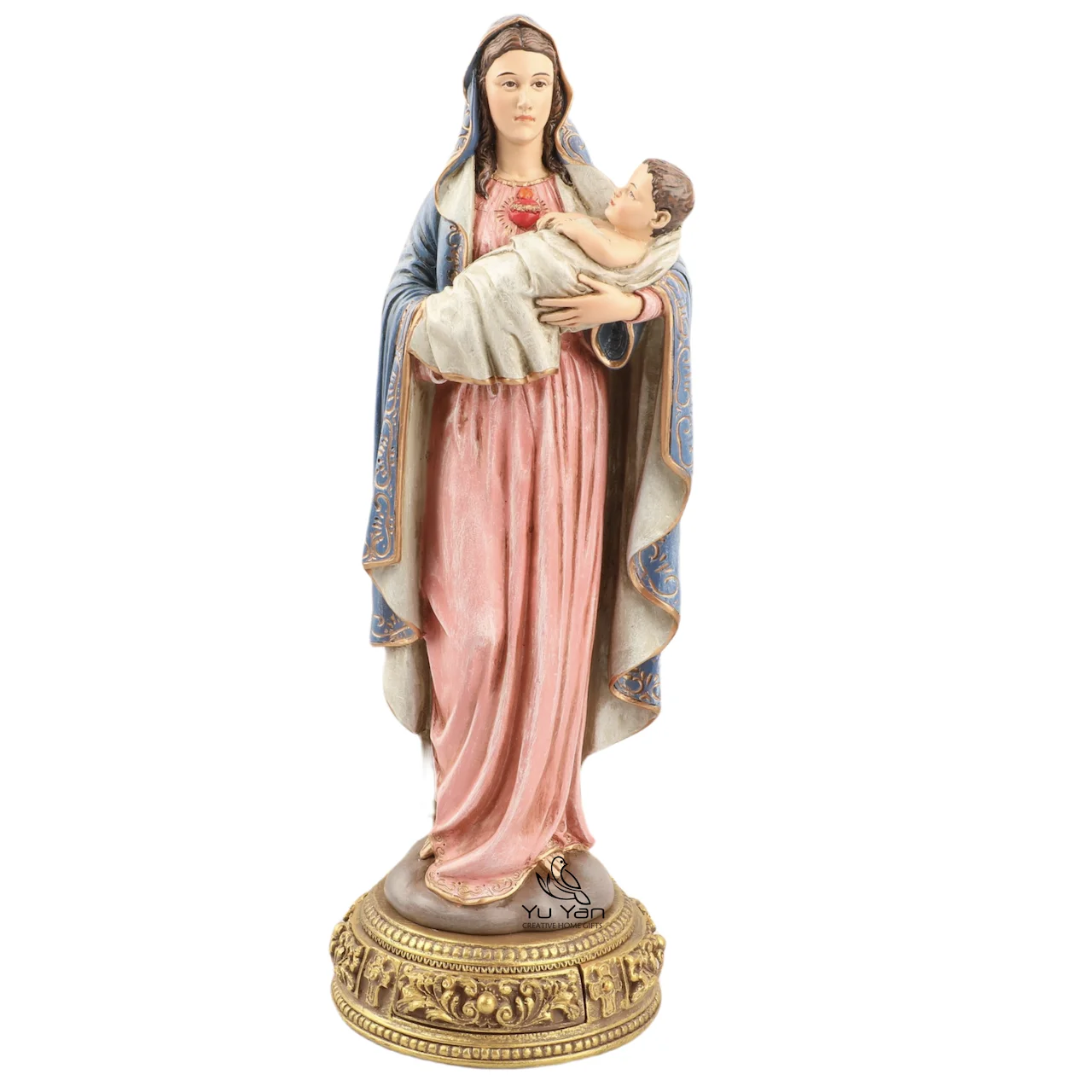 Factory wholesale catholic religious statues resin christian decorative religious statues 28cmH Our Lady of the Sacred Heart