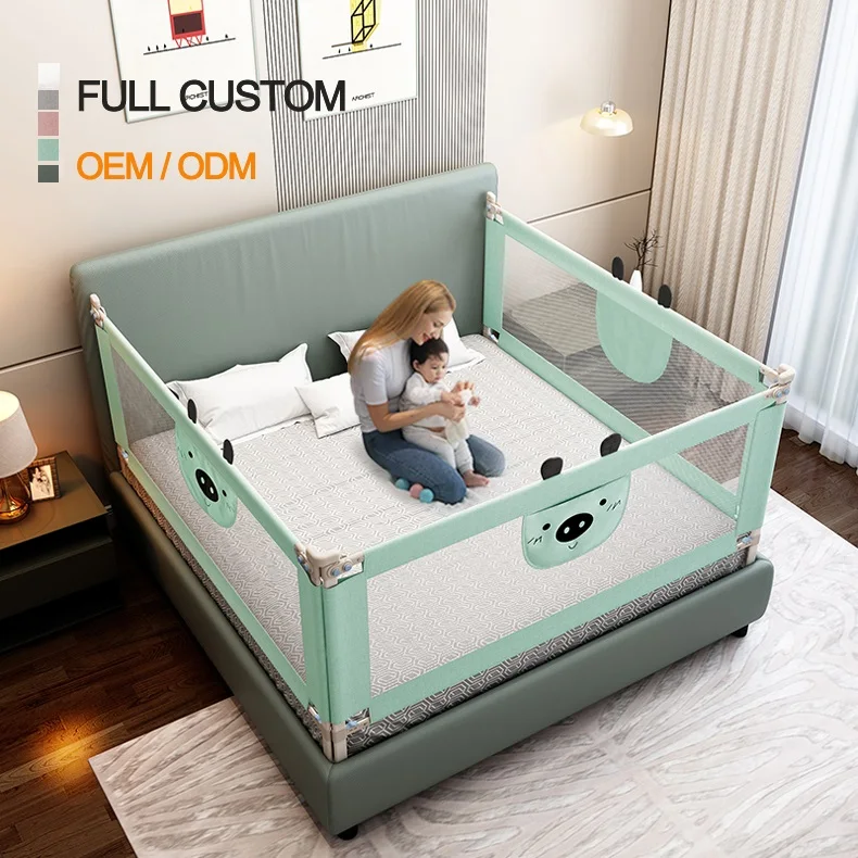 Portable Child Safety Products Full Customization Toddler Cot Railing Babi Side Double Guard Cute Bear Design Bed Rails