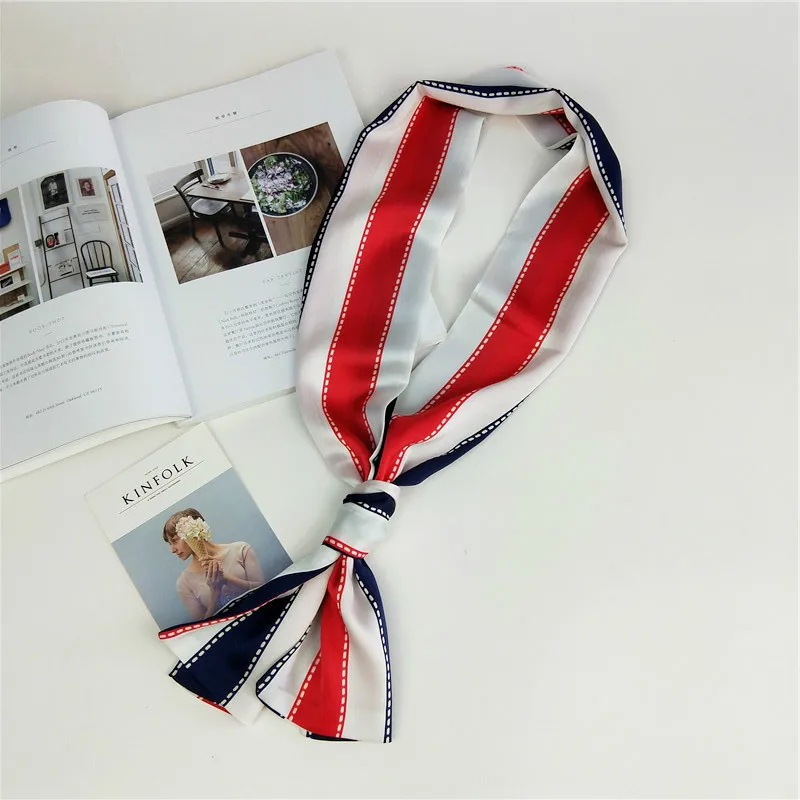 
Small scarf female long spring and autumn tie scarf professional neck satin silk scarf 