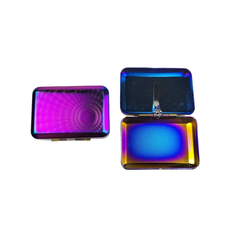 Ultra thin luxury metal cigarette box gradient color 20pcs waterproof and moisture-proof cigarette box