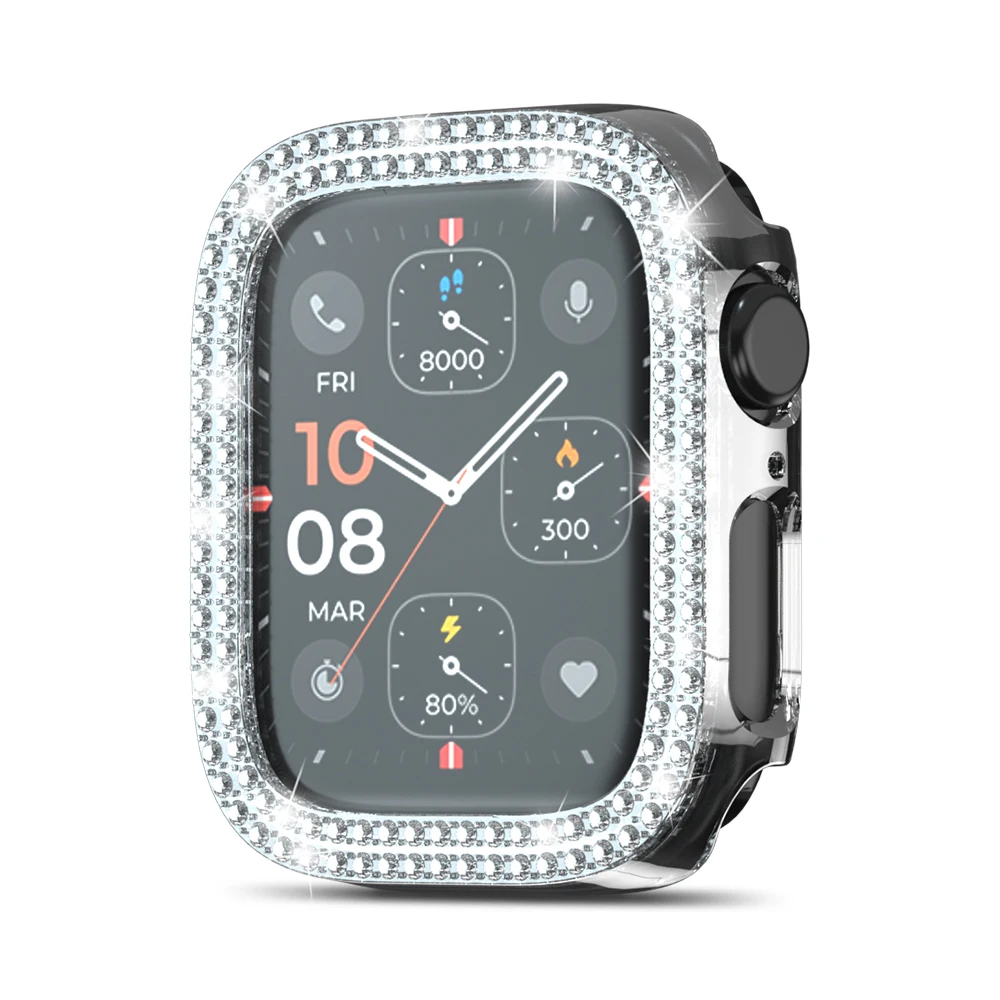 Бесплатные образцы, алмазная Защита бампера, блестящий чехол для Apple Watch 38/40/41/42/44/45 мм, аксессуары для Iwatch серии 7, чехол