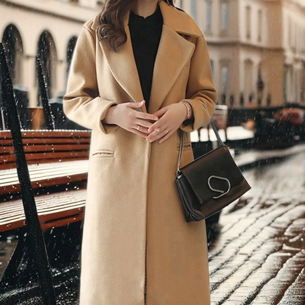 Boiled Woolen Long Cashmere Coats Overcoat Latest on Sale Desirable Luxuriant Ladies Women Adult Customized Logo Woven Trench
