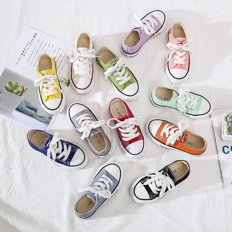 
wholesale 12 colors popular casual unisex toddler kids canvas sneakers shoes 