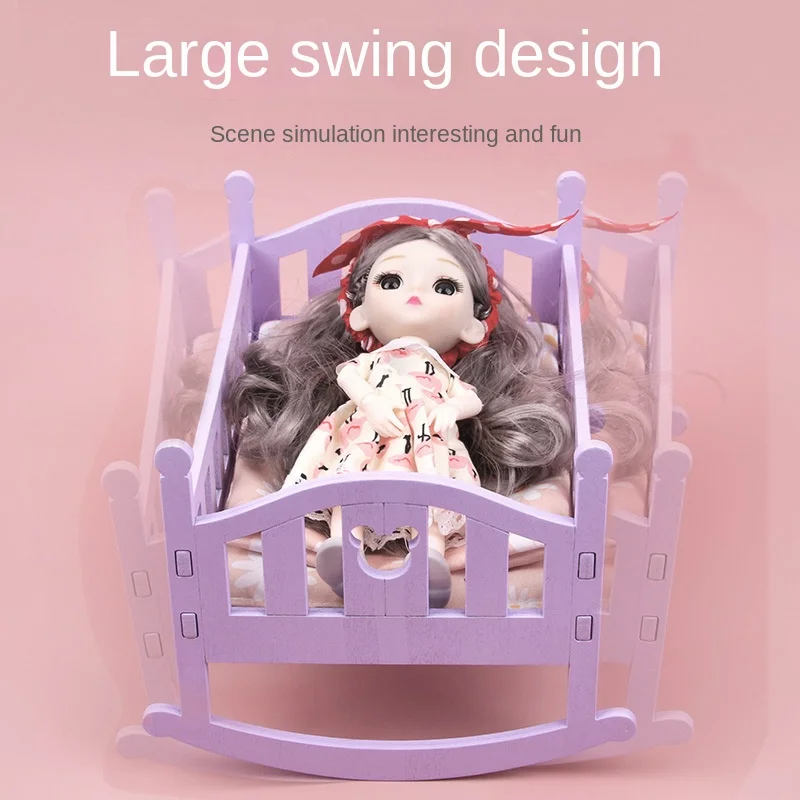 2024 new Wooden Doll Bed Princess & Baby Cradle Role Play House Toy Montessori other educational toys for children Girls CE