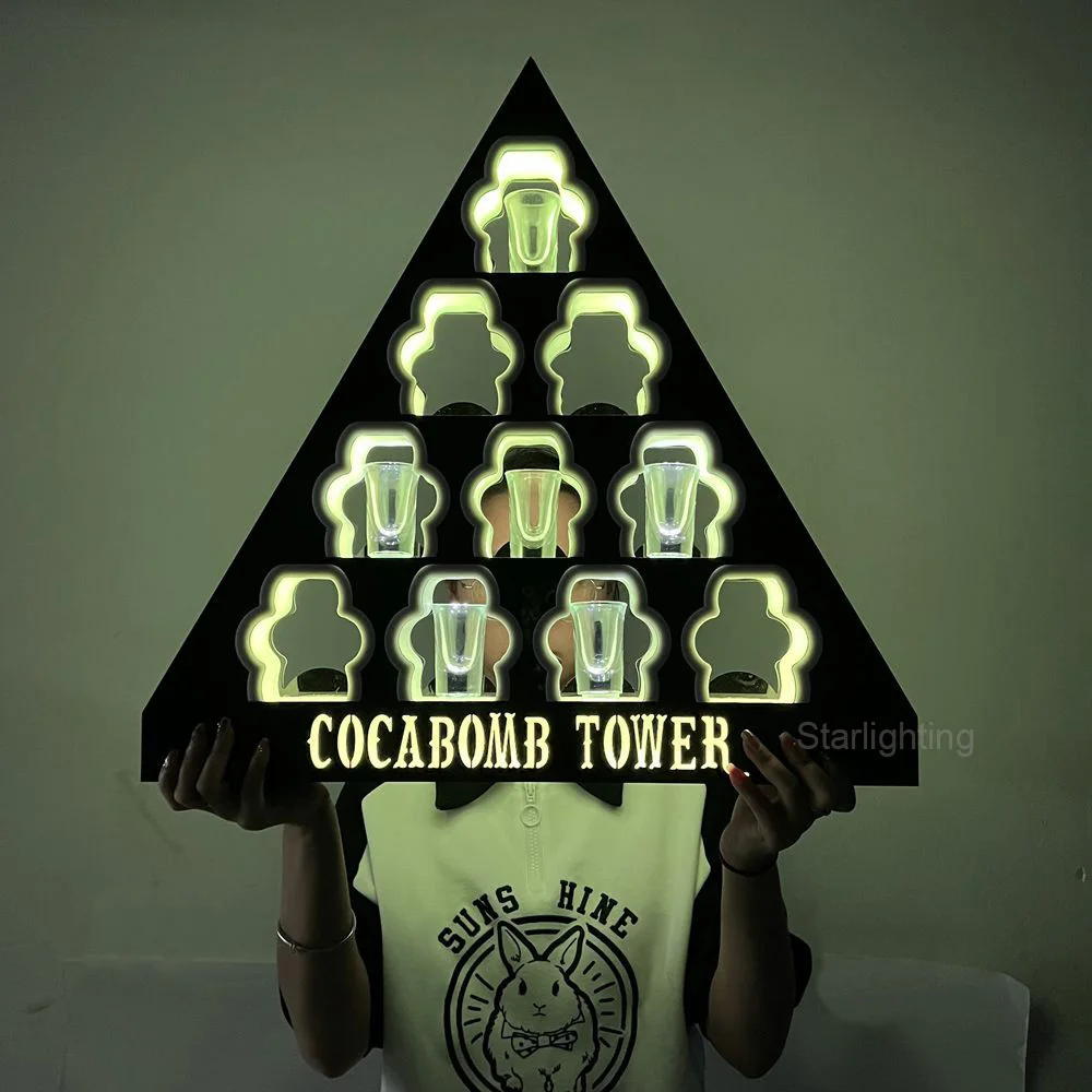 OEM Custom LOGO LED Champagne Bottle Presenter Glorifier VIP Display Shot Glasses Holder Stand For Nightclub Party Lounge