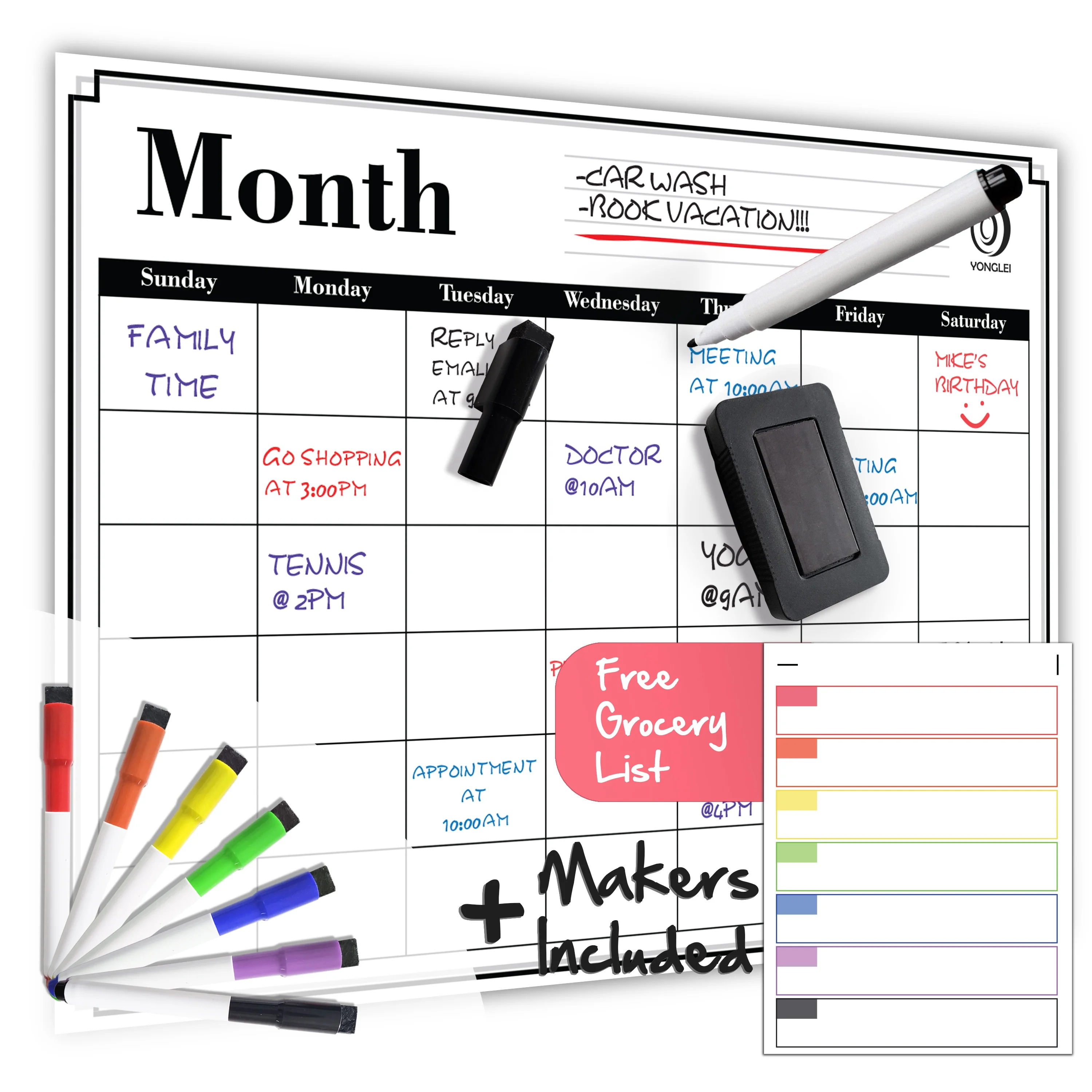 5.8P-6 A1 Premium dry erase board calendar refrigerator calendar magnetic perpetual calendar