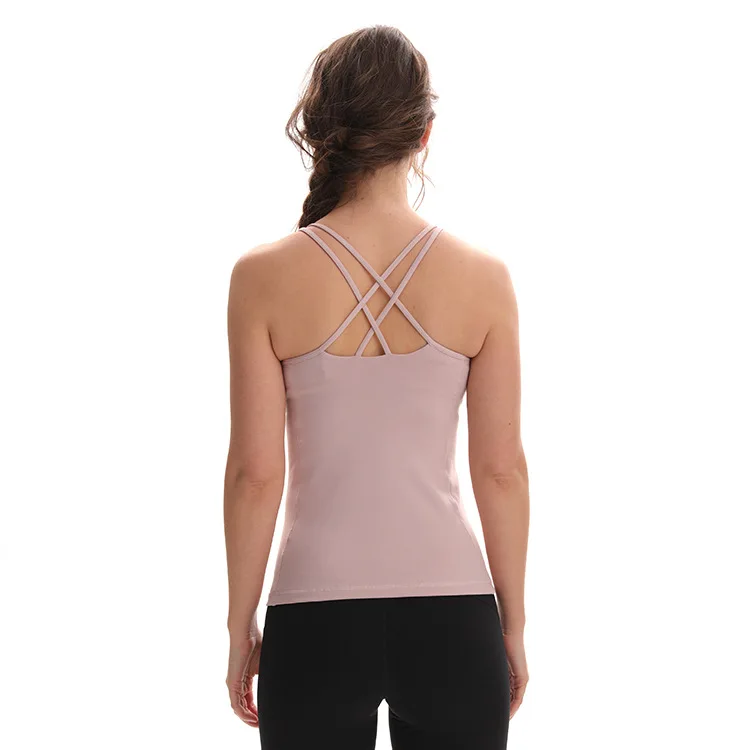 Женский Быстросохнущий бюстгальтер, топ со встроенным бюстгальтером для тренажерного зала, йоги, фитнеса, тренировок, тренировок