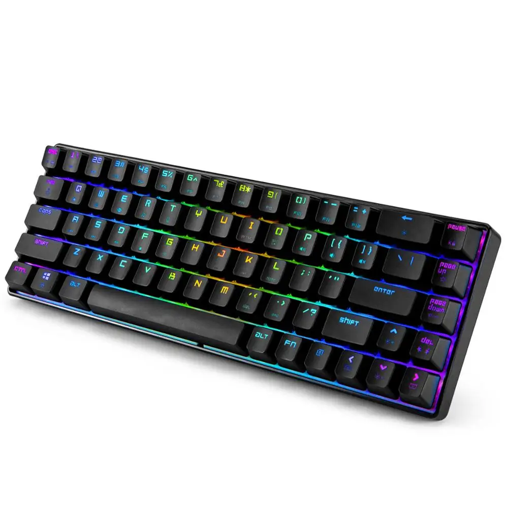  Портативная механическая мини-клавиатура с 65% клавишами/RGB макро-разрешение подсветка компьютерная клавиатура