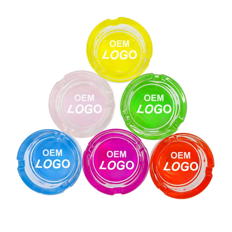 Wholesale Custom Design Logo Ash Tray Smokeless Round Pocket Glass Cigar Ashtray