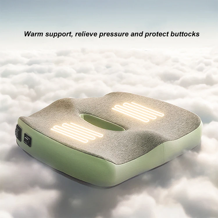 Mydays Tech Outdoor Memory Foam Heated Seat Cushion Ergonomic Office Heated Chair Cushion for Tailbone Pain Relief Back Pain