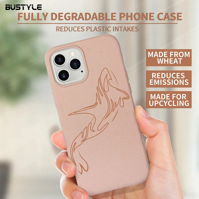 
PLA PBAT Eco friendly Shockproof Biodegradable Cover For iPhone 12 SE 11pro Max Recycled Compostable Eco Phone Case 
