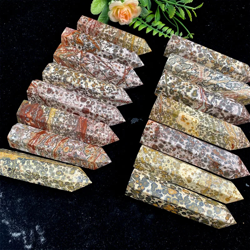 Wholesale Price Natural Crystal Stone Leopard Skin Jasper Crystal Tower For Spiritual Healing