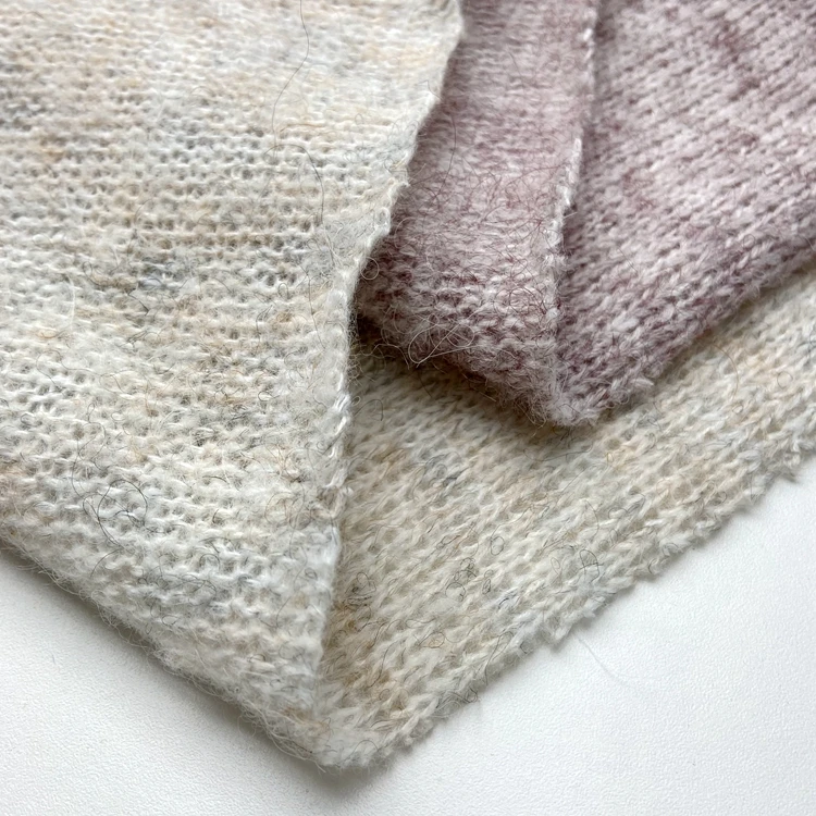 Soft acrylic polyester nylon wool stretch knit coarse needle rib 210GSM brushed hacci fabric for cardigan