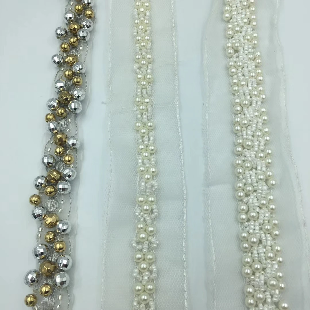 High Quality 5-50MM Diy Chain Lace Many Style With Pearl Beaded for Garment  Cloths