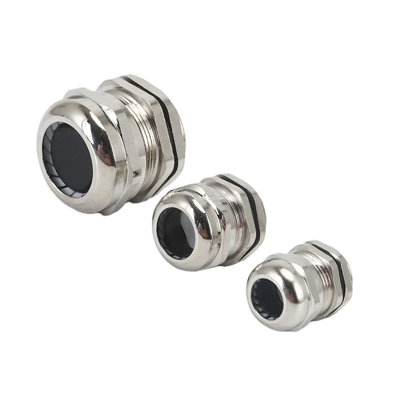 Rosh quality  Brass nickel plating PG13.5 Metric thread type waterproof  conduit connector metal Cable Gland