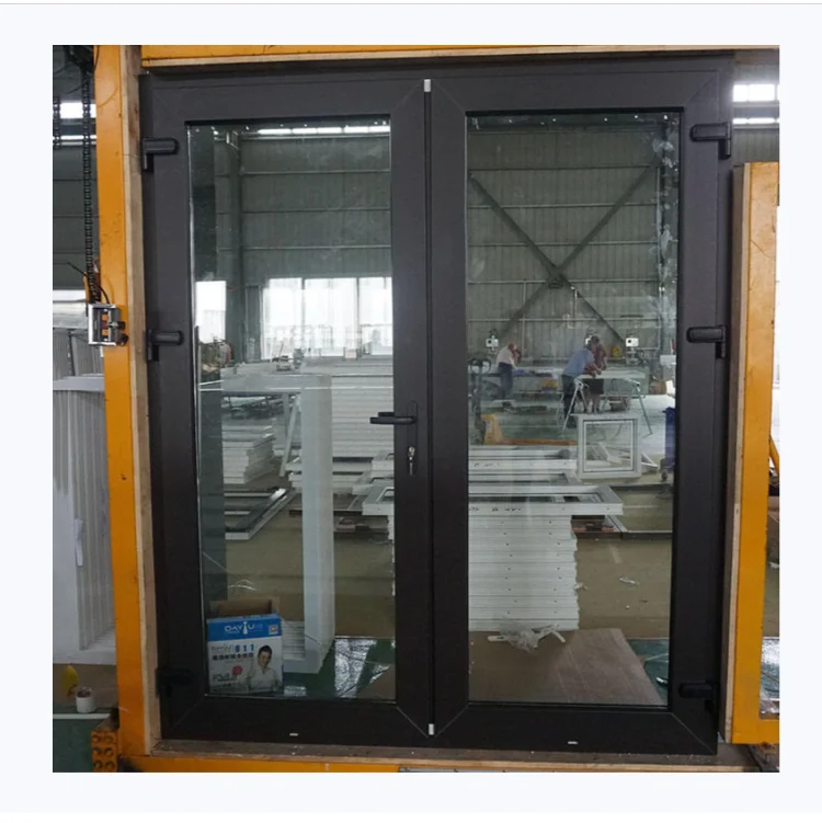 AS Certificated UPVC Plastic Basement PVC French Front Door Supplier For Home