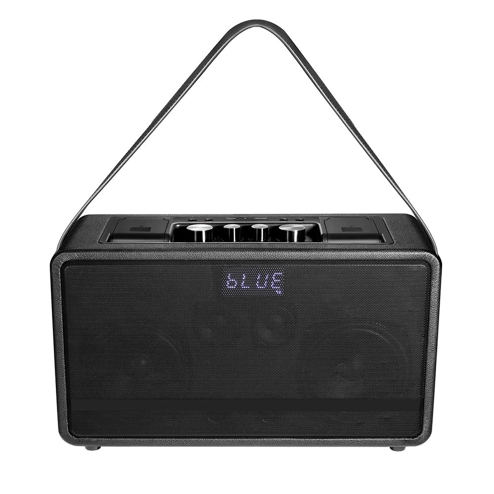 Private karaoke Wooden Cabinet Portable Bluetooth Speakers with Wireless Microphone Support  AUX TF Card