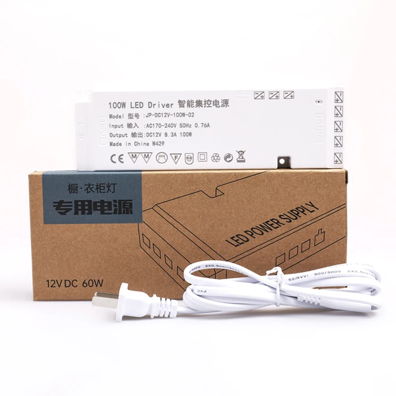 Dc12V ultra-thin Led driver 36W 60W 100W Home Lighting Wine Cabinet Wardrobe Light Driver Power Supply
