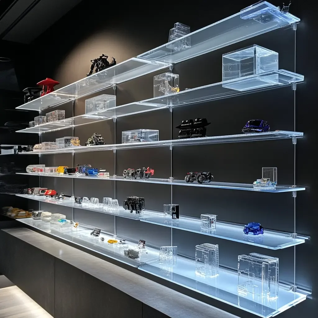 Wall Mounted Hanging Floating Display Racks Clear Custom Newstar Acrylic Display Shelves for Collections