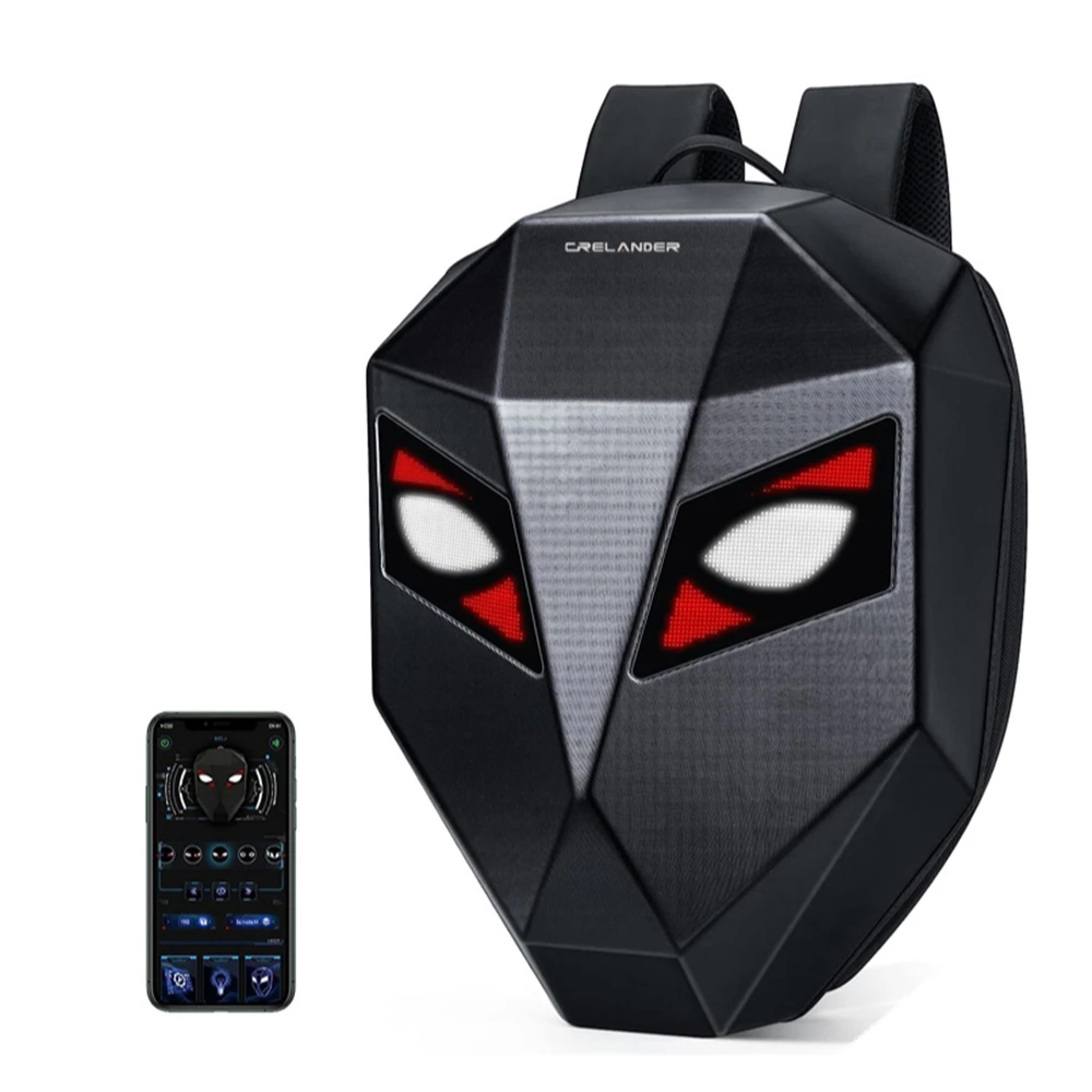 CRELANDER LED Knight Backpack Waterproof Hard Shell Laptop Motorcycle Backpack Travel Bag LED Backpack Eyes