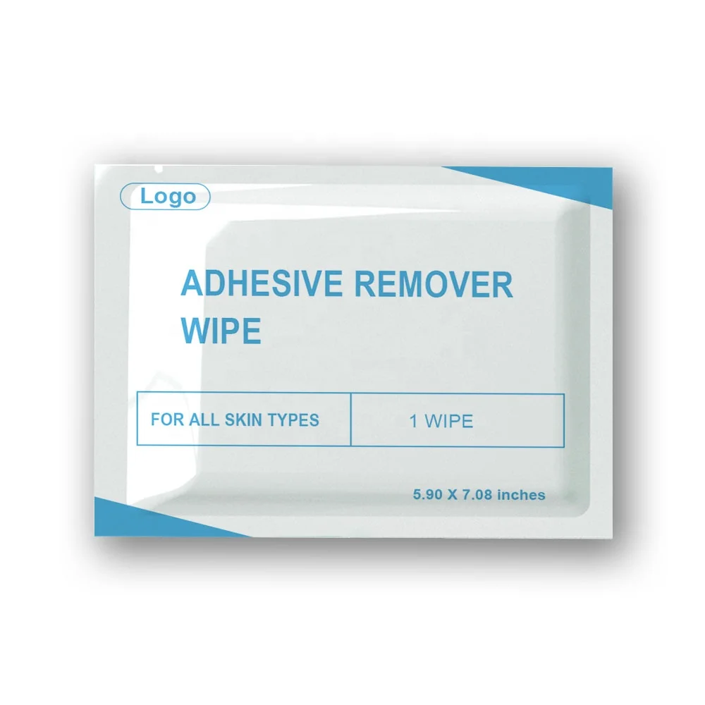 Custom logo printing Single Package Large Size Tape Removal Adhesive Tape Remover Wet Wipes