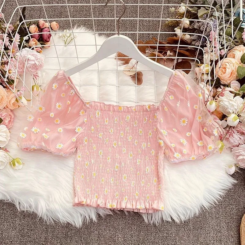 Fashion floral print shirt latest design lady casual blouse tops women