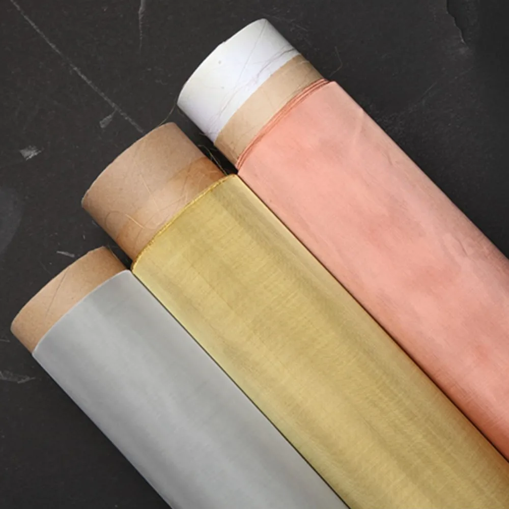 EMI EMF RFID shielding fabric ultra fine micron thin pure red copper wire mesh cloth