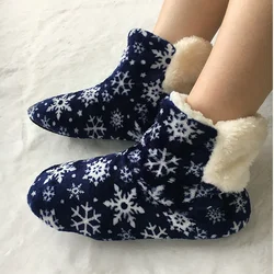 winter woman Christmas snowflake  plush fluffy fuzzy  indoor slipper boots