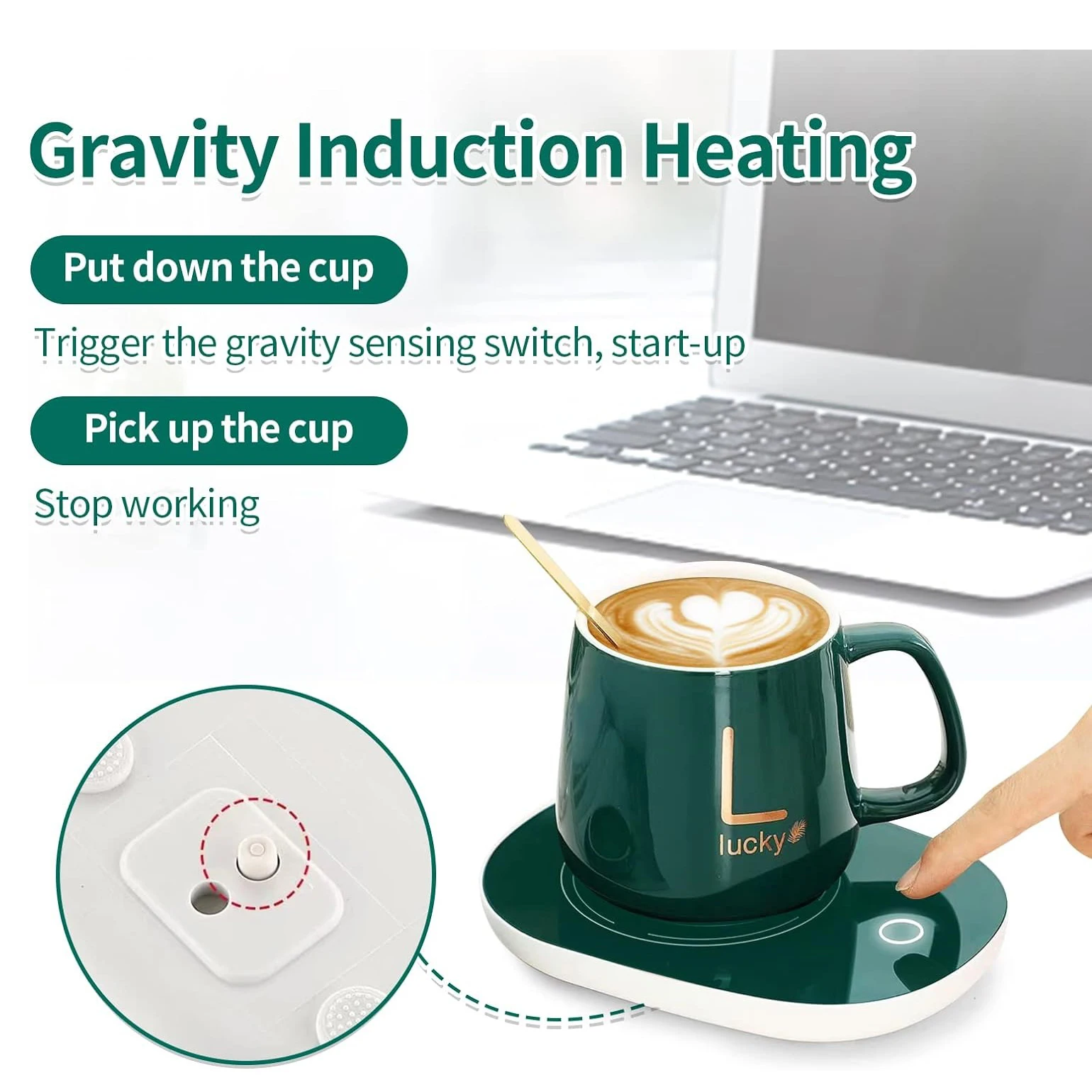 Nordic USB Office Home Gift Set Smart Ceramic Warmer Cup Electric heating coaster Thermotatic Water Coffee Mug Warmer Cup Heater