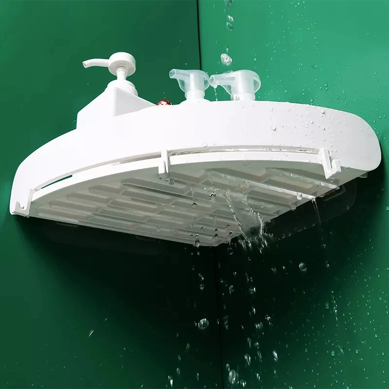 Best-selling Waterproof Corner Storage Rack Organizer Wall-mounted No-punch Bathroom Shower Plastic Storage Shelf