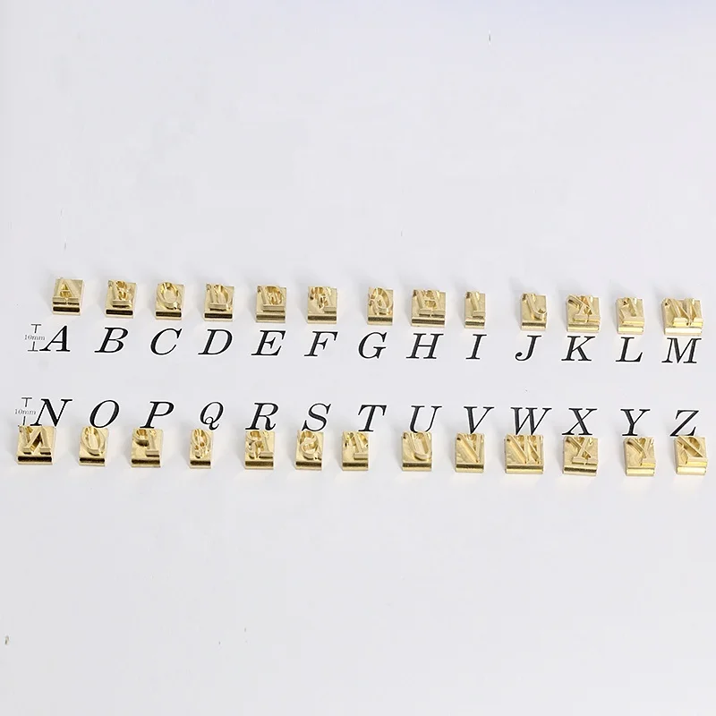 Custom English French arabic Korean Japanese Hebrew expression logo leather wood hot stamping gold-plated brass alphabet stamp