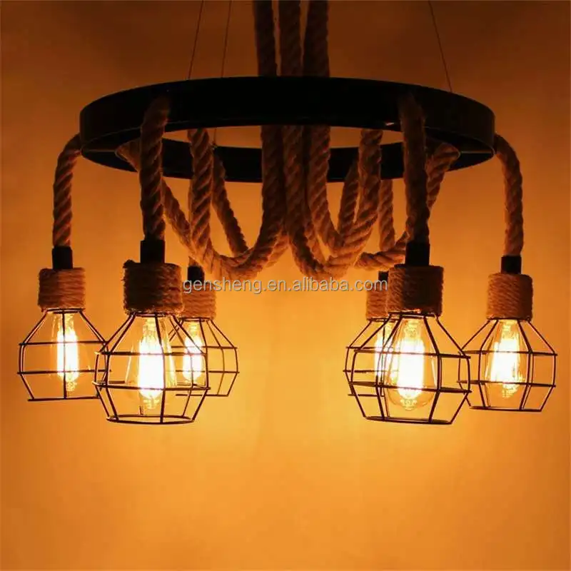Nordic Glass Rope Pendant Light Modern Glass Ball Chandelier With Rope Decoration For Living Room Living Room