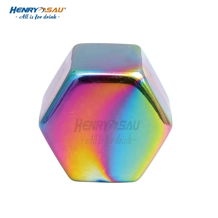 Bar Accessories Chilling Multicolored Rainbow Whiskey Stones Stainless Steel Ice Cube