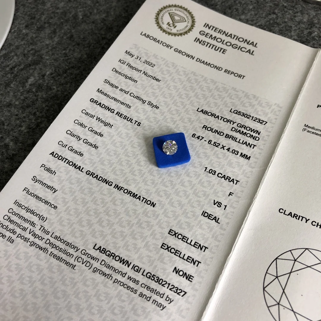 100% Carbon DEF Color VVS1 Perfect Polished GIA Certificate for Jewelry Accessories Synthetic Lab Created Diamond