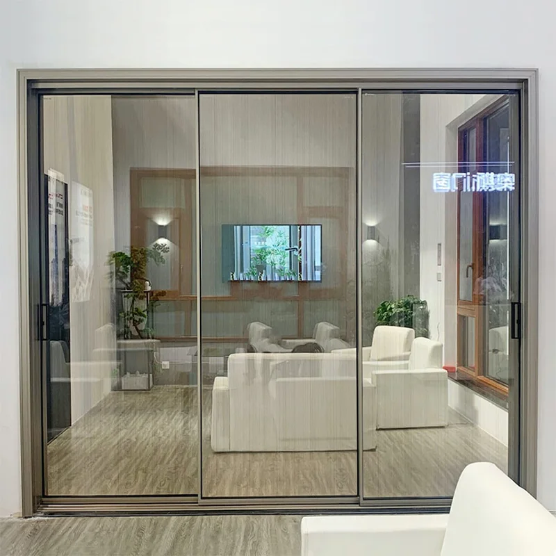 Hihaus new customized residential slim type aluminum glass sliding door design