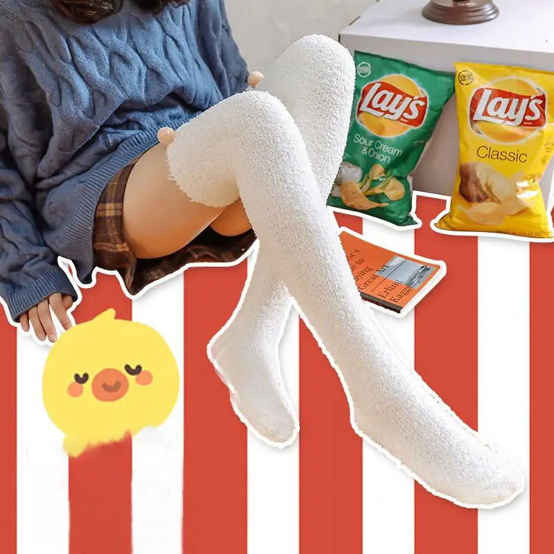 Japanese Mori Girl Animal Modeling Knee Socks Striped Cute Comfortable Thick Long Compression Winter Christmas Stockings