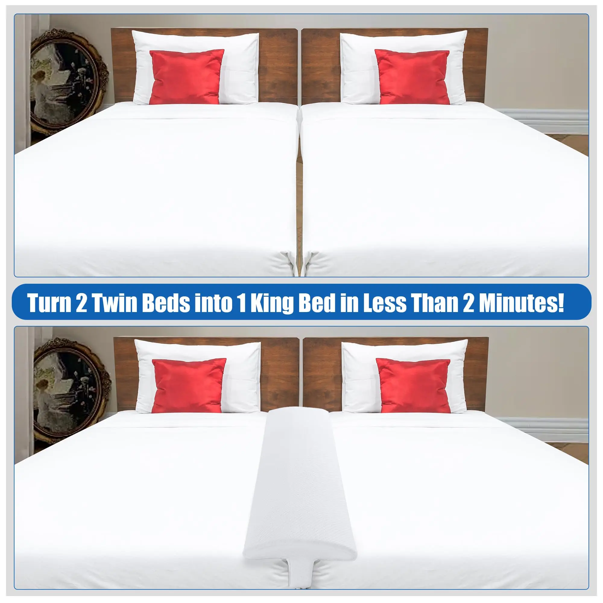 Twin to King Bed Converter Kit Foldable Foam Mattress Adjustable Bed Connector Stayover Gap Filler Split King Bed Bridge Support