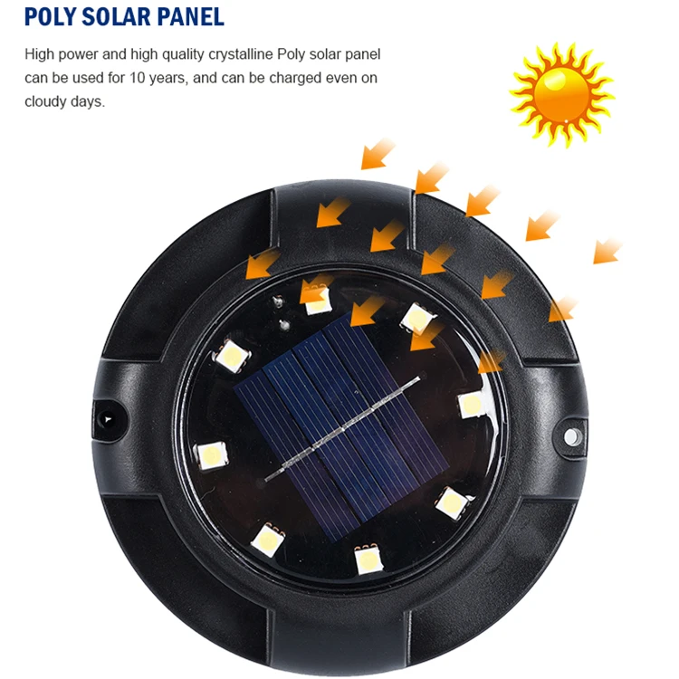 Waterproof Led Landscape Lighting Pc Lawn Lamp Disk Garden Solar Ground Lights Outdoor