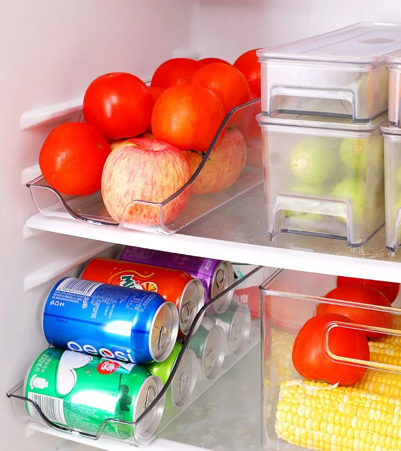 Upgrade Double-Layer Automatic Rolling Beverage Soda Can Storage Organizer Plastic Dispenser Bin For Refrigerator