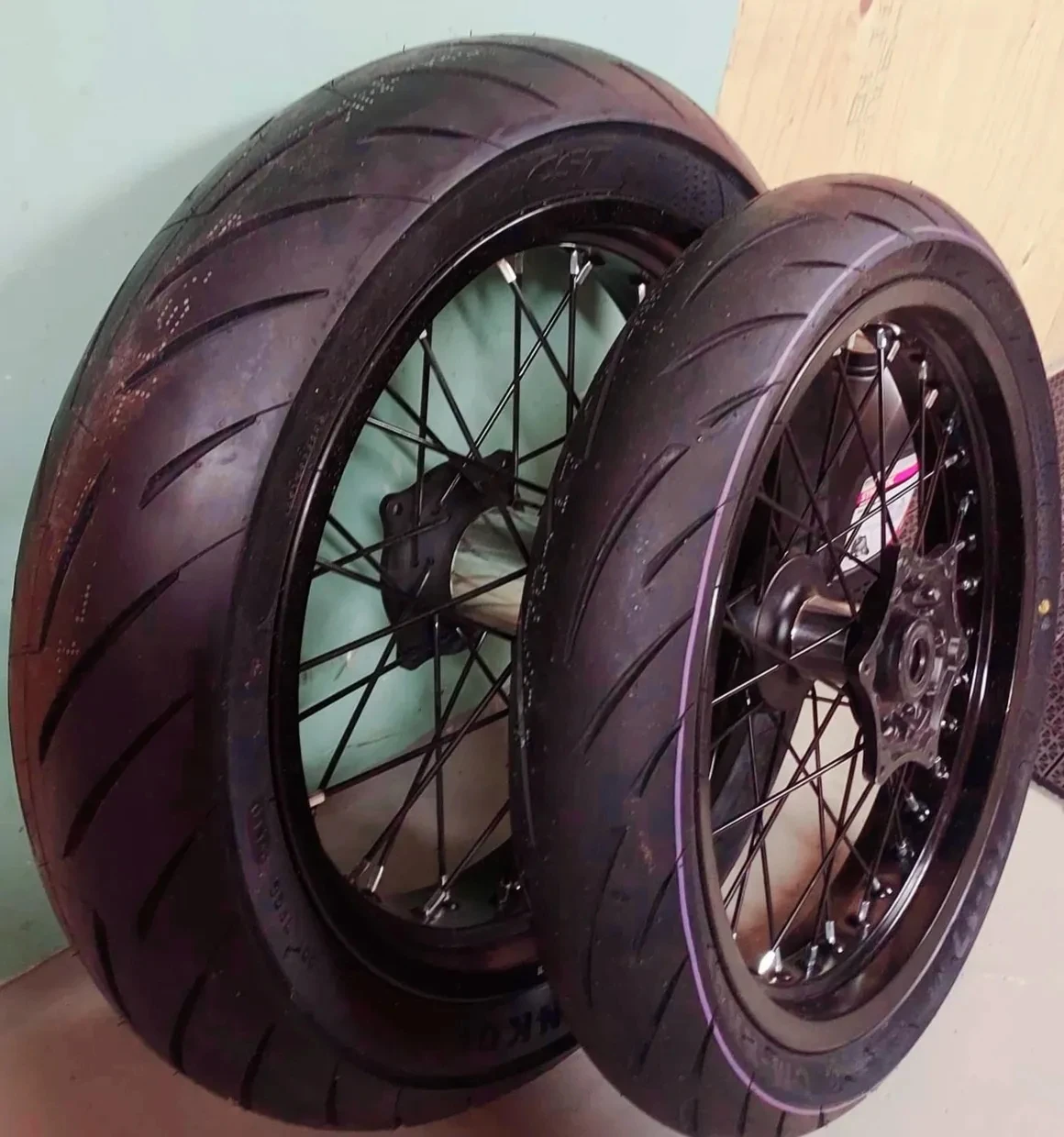 AUKSMART ETX ELECTRIC BIKE SUPERMOTO WHEEL ASSEMBLY ET COMPLETE KITS ROAD TIRE  STREET TYRES
