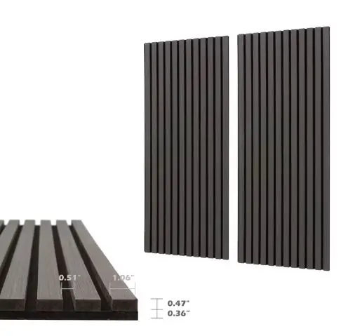 Wall And Ceiling Slats Soundproof Black Akupanel Wooden Veneer Panel acoustic slat wall panels Fireproof Wall Decor