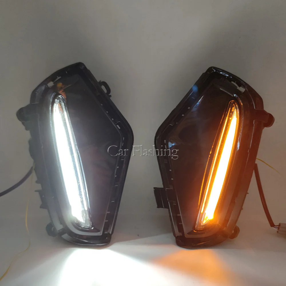 Car DRL For Toyota RAV 4 RAV4 2019 2020 2021 2022 LED blue fog lamp With Yellow Turn Signal style foglights headlights