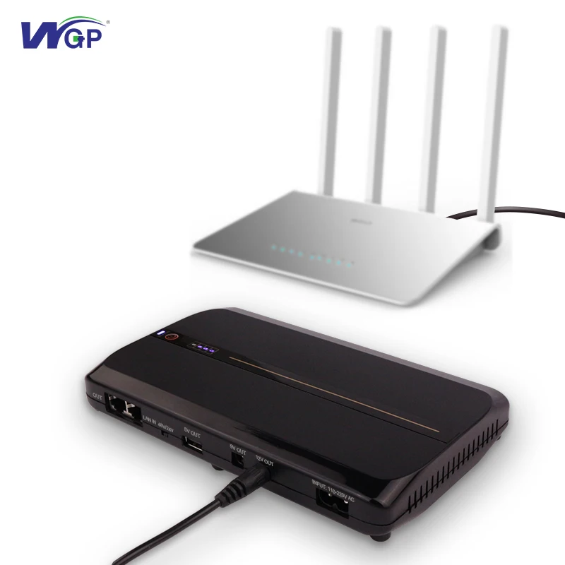 WGP Multi Outputs Quick Charge 36W 5V 9V 12V 24V 48V Online POE Mini UPS Backup for ONT CPE WiFi Router Camera Modem AP