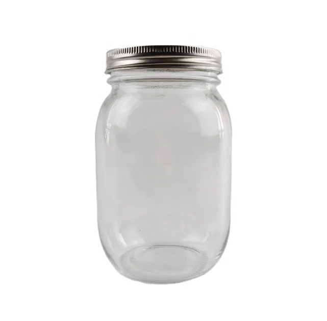 Wide Mouth Food Grade 1000 ml Glass Storage Canning Mason Jar With Airtight Screw Metal Lid
